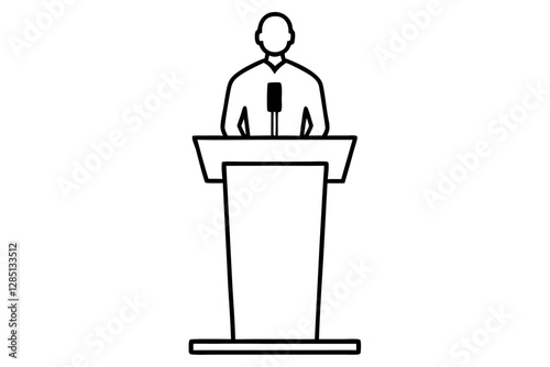Speaker standing behind a podium