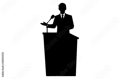 Speaker standing behind a podium silhouette
