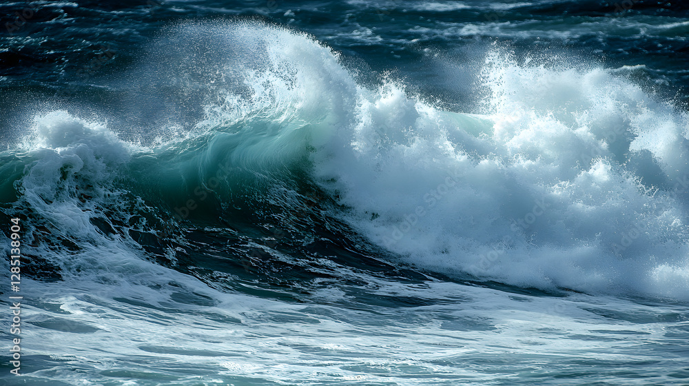 with large waves crashing against the shore, creating dynamic motion and powerful splashes with large waves crashing against the shore, creating dynamic motion and powerful splashes
