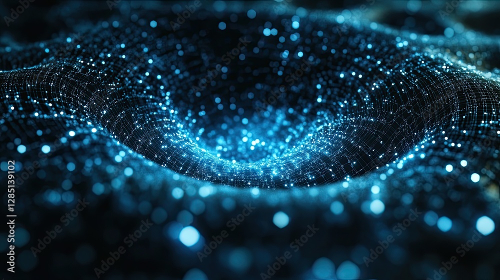 A beautiful depiction of a network of blue glowing particles A beautiful depiction of a network of blue glowing particles