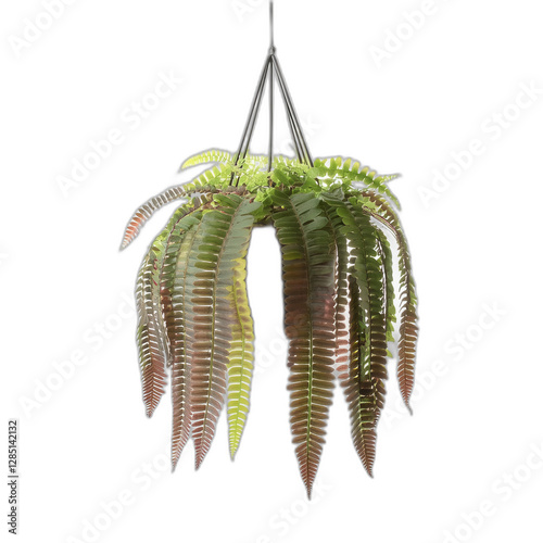 Fern Leaf Hanging Plant Symbol on White Background 