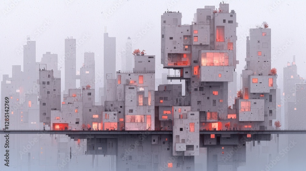 Futuristic Cityscape Elevated Architecture Urban Living Modern Design Futuristic Cityscape Elevated Architecture Urban Living Modern Design