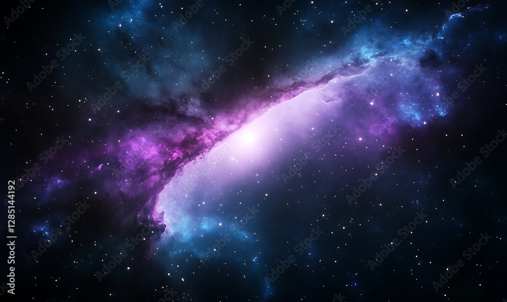 Naklejka premium Vibrant galaxy with swirling colors and stars in a dark cosmic background.