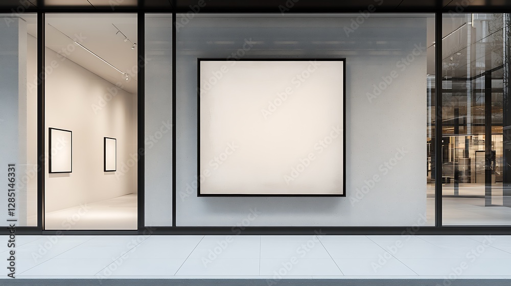 Contemporary art gallery view featuring simplistic frames and a calm atmosphere inviting visitors inside : Generative AI Contemporary art gallery view featuring simplistic frames and a calm atmosphere inviting visitors inside : Generative AI