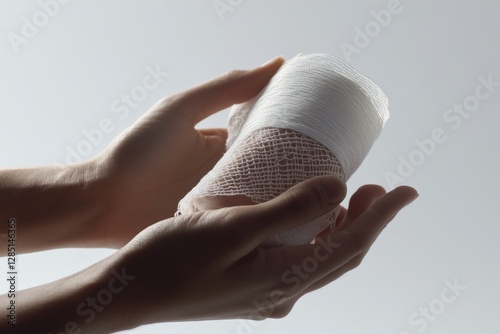 Foot health support highlighted with a close-up of a foot being wrapped in an elastic bandage. Featuring care and recovery