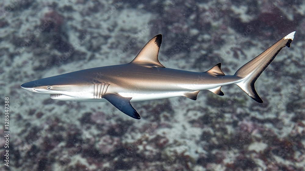 Fototapeta premium Reef Shark Swimming Coral Ocean Wildlife