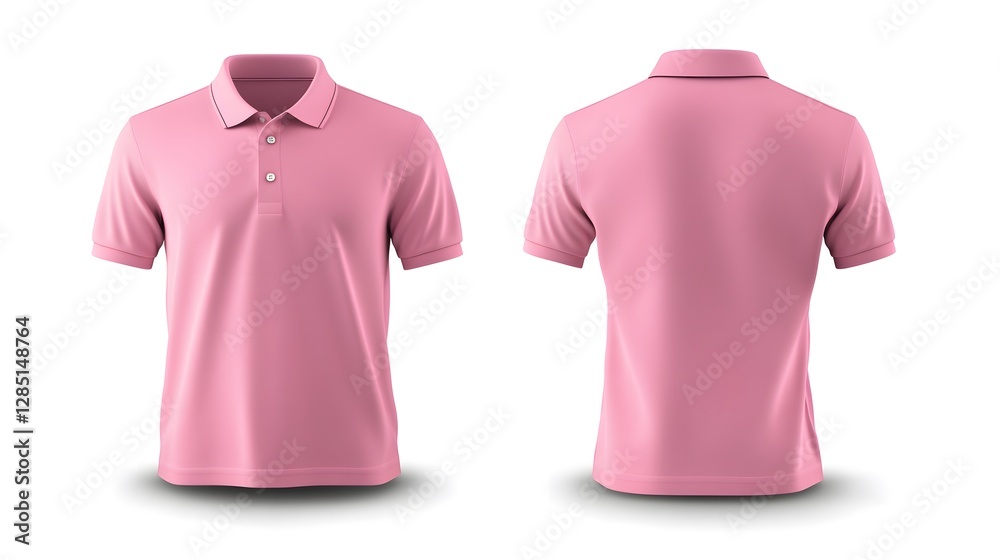 pink blank polo shirt template from two sides isolated on white background pink blank polo shirt template from two sides isolated on white background