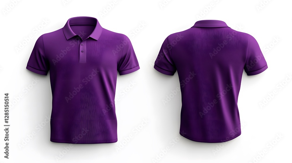 purple blank polo shirt template from two sides isolated on white background purple blank polo shirt template from two sides isolated on white background