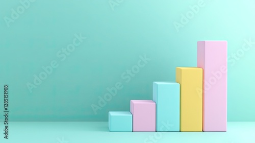 Wallpaper Mural Business, science, finance, and marketing concept with pastel-colored blocks representing bar charts, symbolizing growth and analytics in a modern design Torontodigital.ca
