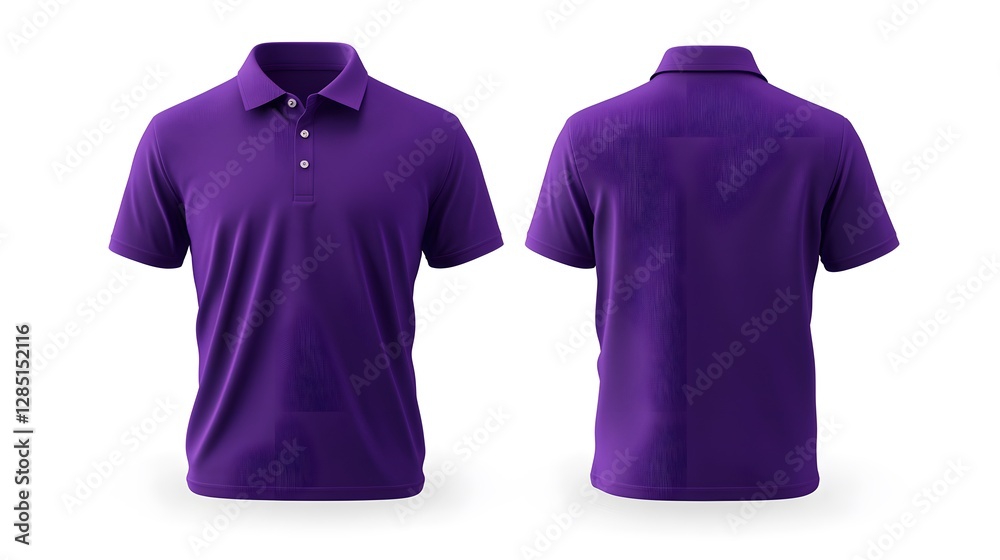 purple blank polo shirt template from two sides isolated on white background purple blank polo shirt template from two sides isolated on white background