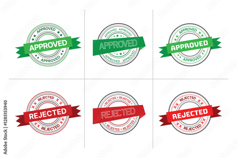 Obraz premium Approved and Rejected Stamps or Badges