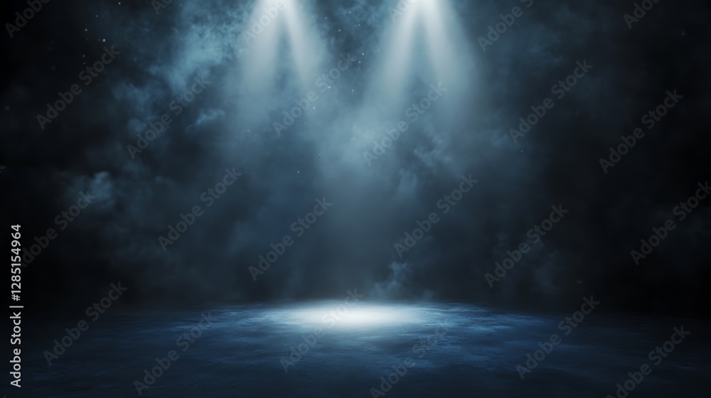 Fototapeta premium Mysterious spotlight in a dark atmosphere creates an intriguing visual effect.