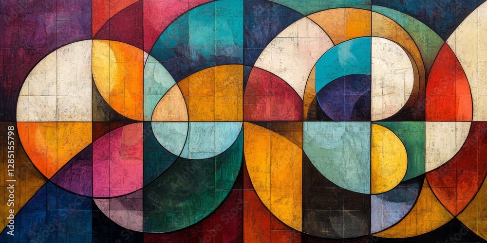 Fototapeta premium Abstract Art with Geometric Shapes, Generative AI