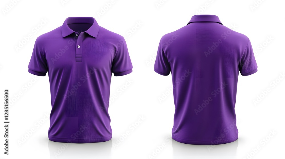 purple blank polo shirt template from two sides isolated on white background purple blank polo shirt template from two sides isolated on white background