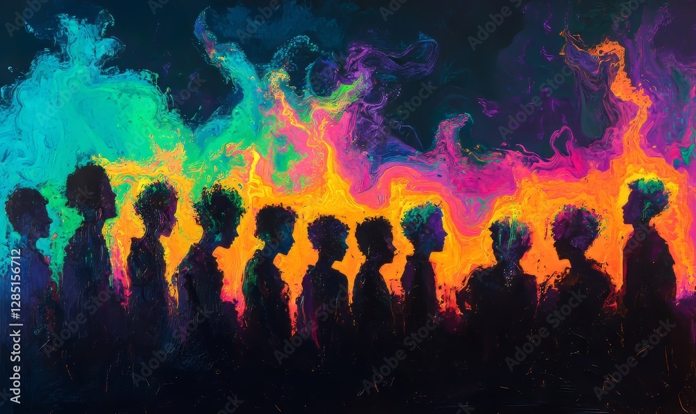 Abstract Fluid Art with Neon Lights, Generative AI Abstract Fluid Art with Neon Lights, Generative AI