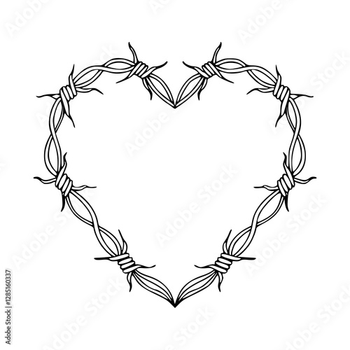 heart of  barbed wire vector illustration