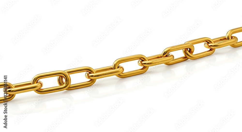 Obraz premium Gold Chain Links Isolated on White Background 3D Render