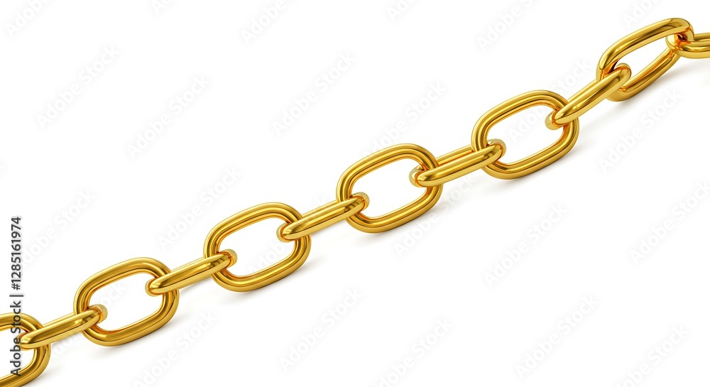 Golden Chain Link Isolated on White Background 3D Render Golden Chain Link Isolated on White Background 3D Render