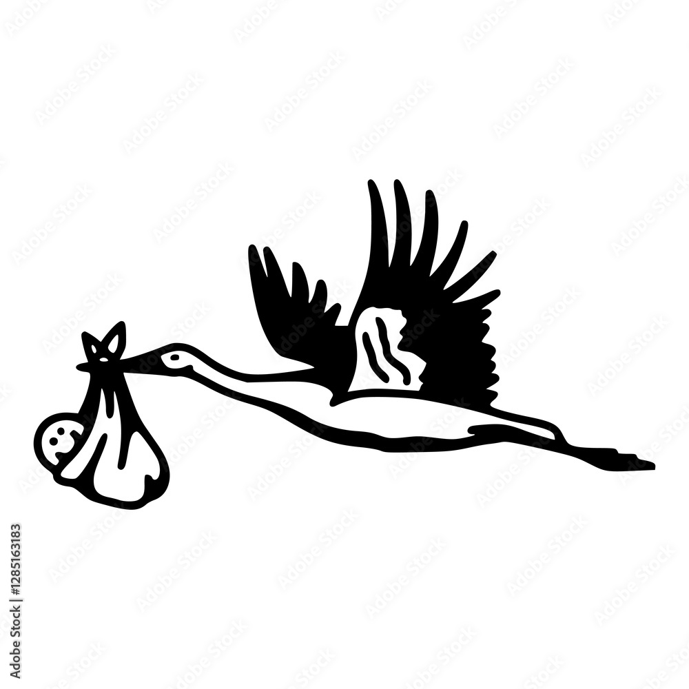 Fototapeta premium stork carrying baby