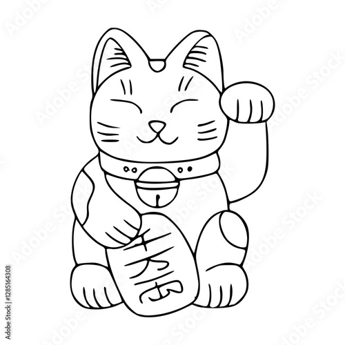 simple maneki neko line art design