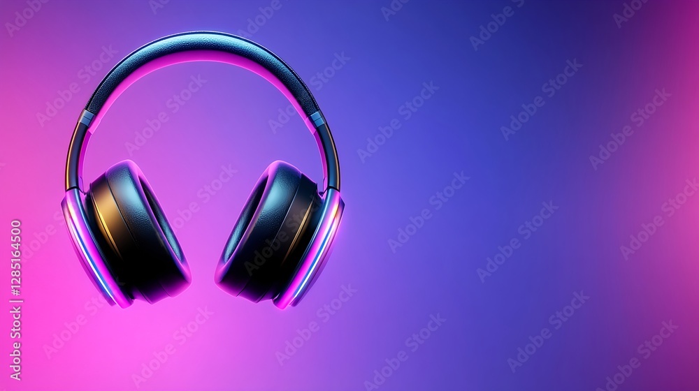 Stylish Pixelated Headphones On Vibrant Gradient Background Stylish Pixelated Headphones On Vibrant Gradient Background