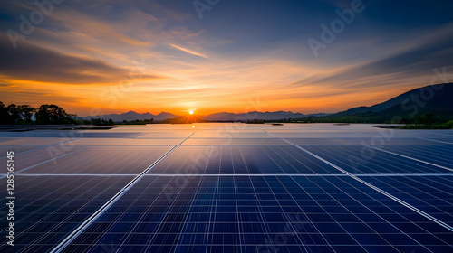 Wallpaper Mural Stunning sunset over vast solar panels. Torontodigital.ca