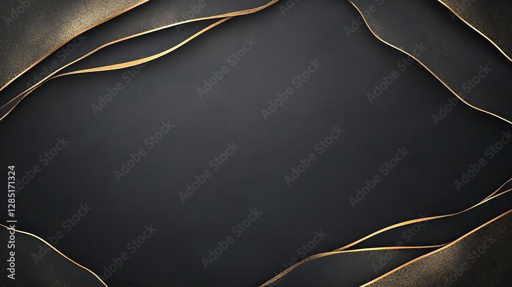 Elegant dark background framed by golden edges, perfect for text overlays or presentations.