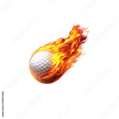 Burning white golf ball isolated on white background.
