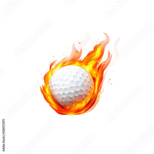 Burning white golf ball isolated on white background.
