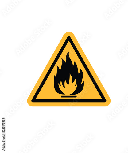 Flammable materials warning sign vector illustration.