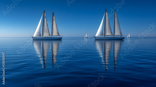 Calm Sea, Sailing Vessels, Perfect Reflection