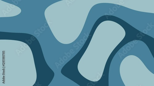 An abstract, layered digital artwork featuring organic shapes in various shades of blue.