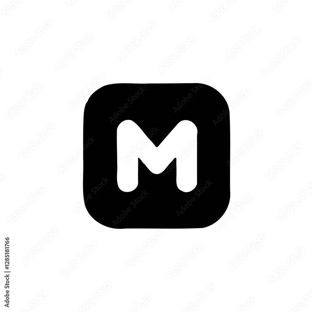 Monogram Letter M in Square, Bold and Modern Monogram Letter M in Square, Bold and Modern