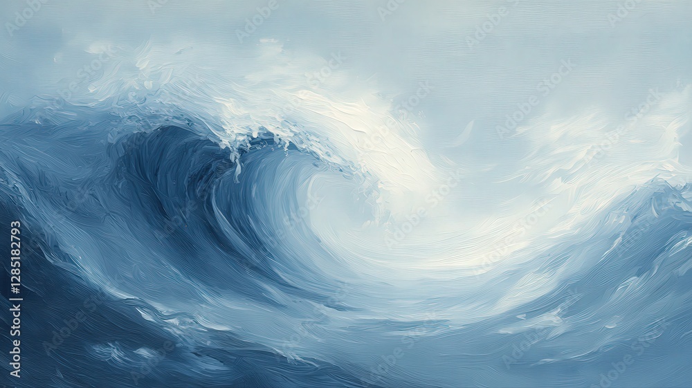 Abstract Blue Ocean Wave Painting Abstract Blue Ocean Wave Painting
