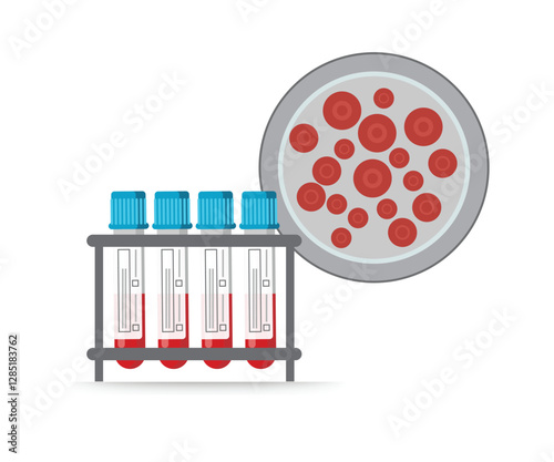 Blood analysis design with test tube and cell stock illustration