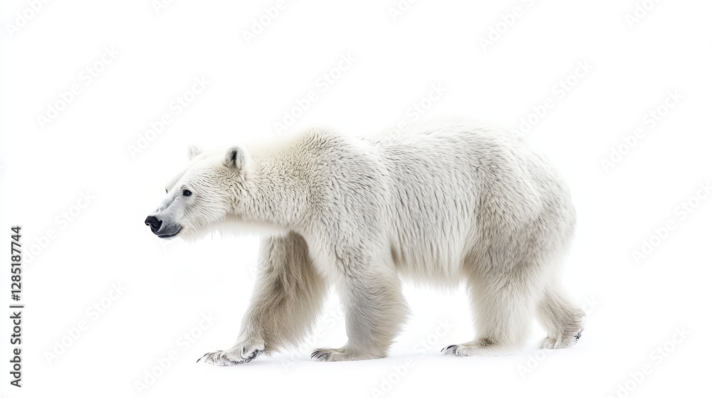 Fototapeta premium Majestic Polar Bear Wandering Across a White Snowy Landscape