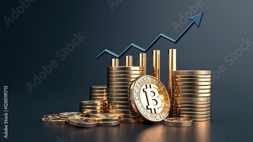 Bitcoin investment growth financial market digital currency business environment close-up view economic trends