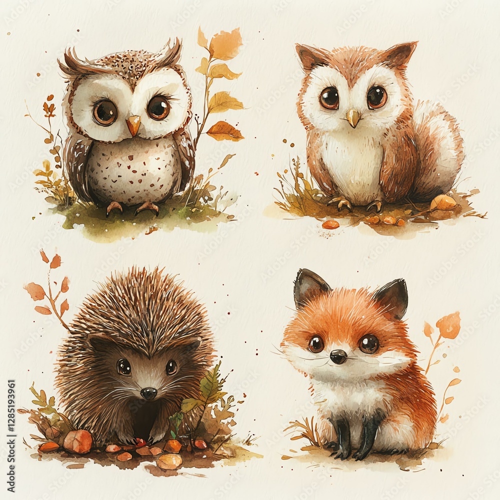 Fancy Animals Cute woodland creatures in autumn colors. Fancy Animals Cute woodland creatures in autumn colors.