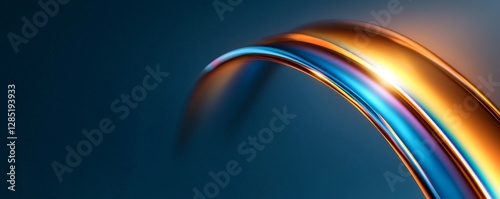 Abstract Metallic Arc with Dynamic Lighting and Shimmering Colors Creates a Futuristic Feel of Technological Advancement