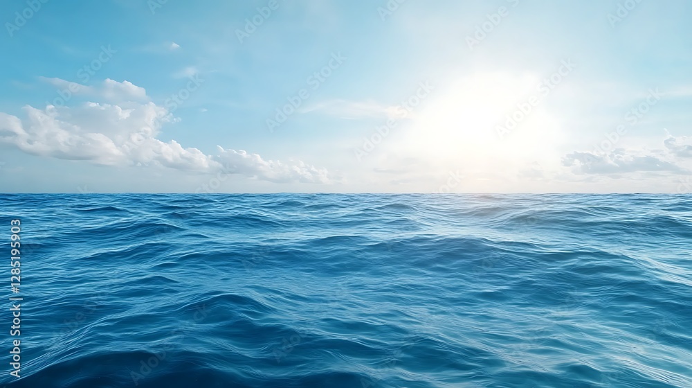 Fototapeta premium Serene horizon gentle waves and a tranquil ocean view in nature's peaceful embrace