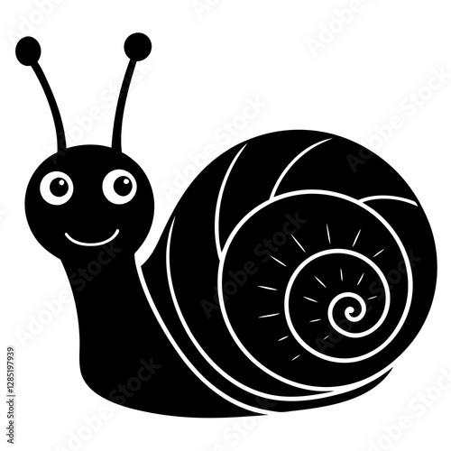 Cute snail face silhouette vector illustration   