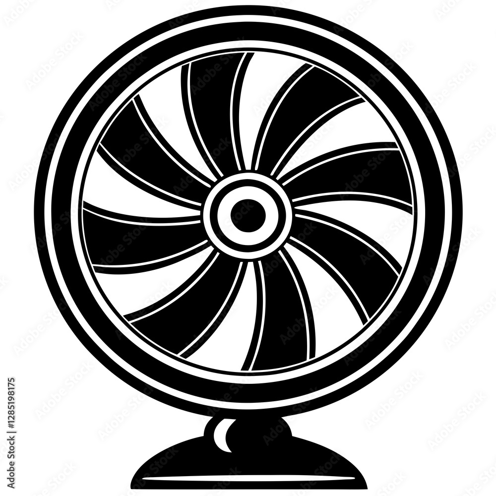 Electric fan with rotating blades silhouette vector illustration Electric fan with rotating blades silhouette vector illustration