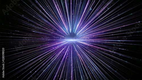 放射状 魔法のようなキラキラ 宇宙風サンバースト 青紫 ピンク 赤 近未来の雰囲気 背景素材 16:9サイズ AI生成素材