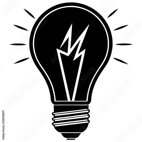 Electric lightbulb with filament silhouette vector illustration   