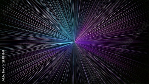 放射状 魔法のようなキラキラ 宇宙風サンバースト 青紫 ピンク 赤 近未来の雰囲気 背景素材 16:9サイズ AI生成素材