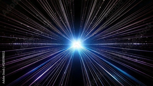 放射状 魔法のようなキラキラ 宇宙風サンバースト 青紫 ピンク 赤 近未来の雰囲気 背景素材 16:9サイズ AI生成素材
