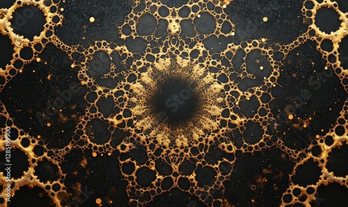 black background with golden mandala patterns, intricate and symmetrical, radiating elegance, Generative AI