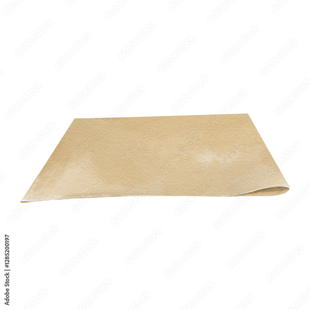 a sheet of paper folded in half. parchment for baking and packaging. Beige neutral color. Watercolor illustration isolated from background. Vintage style paper. napkin or tablecloth on the table. a sheet of paper folded in half. parchment for baking and packaging. Beige neutral color. Watercolor illustration isolated from background. Vintage style paper. napkin or tablecloth on the table.