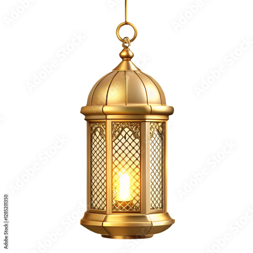 Ramadan golden latern on white background