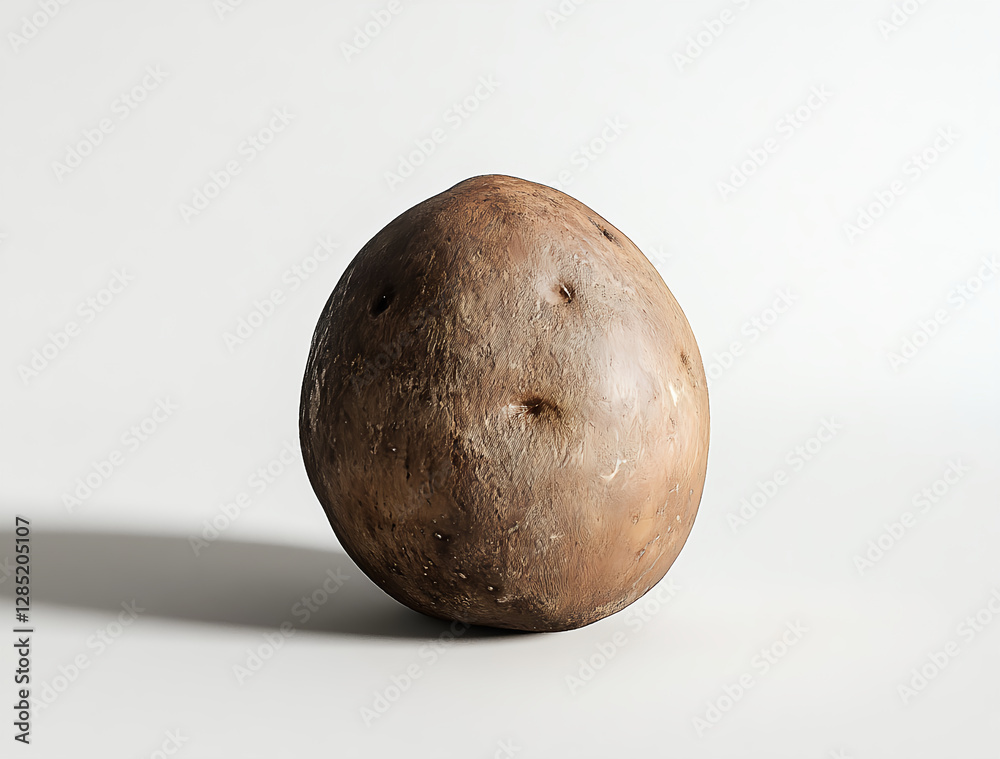 Fototapeta premium Single Brown Potato on White Background